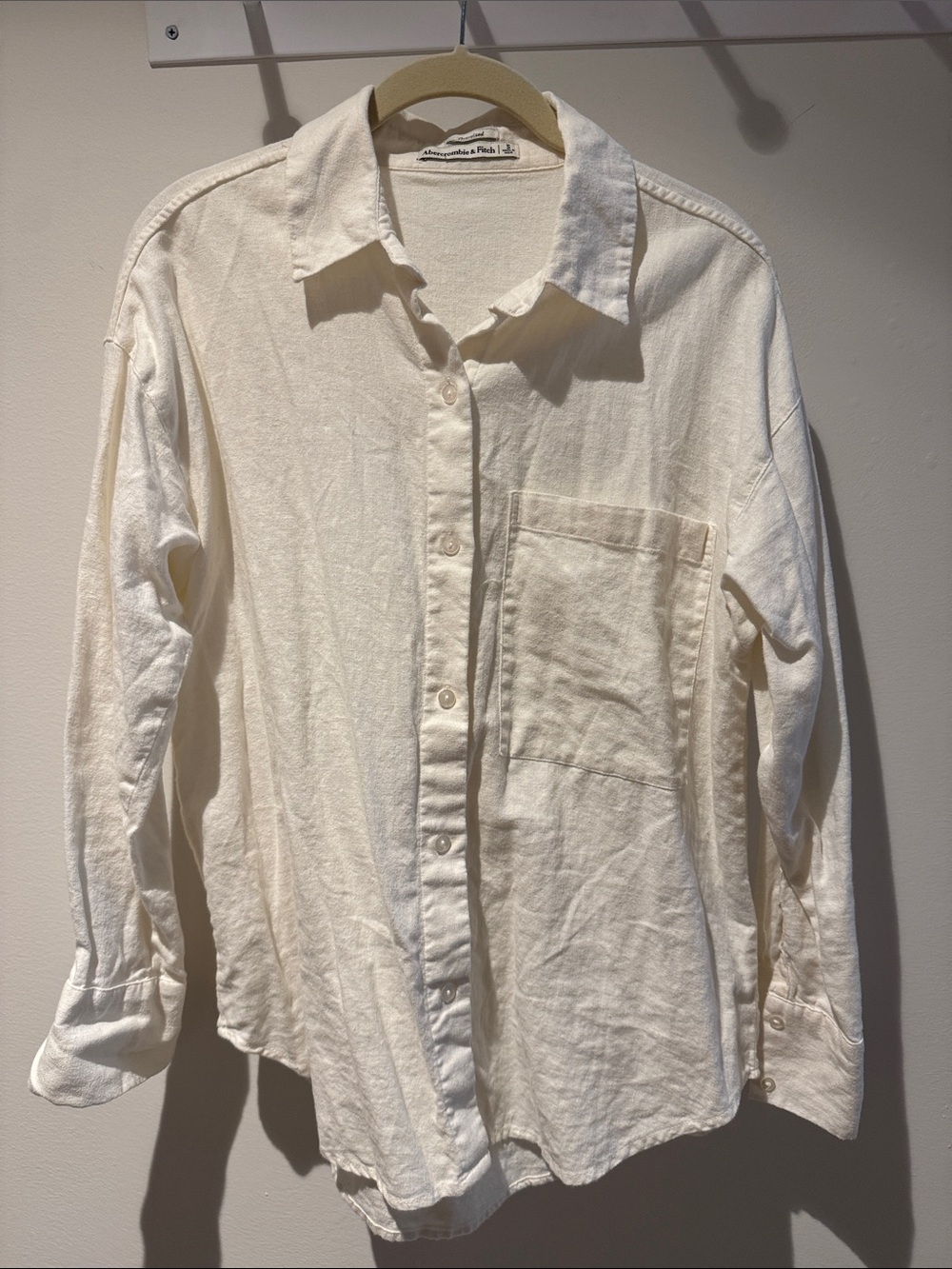 ABERCROMBIE & FITCH | White Linen Button Down Shirt S Small